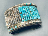 Eye Catching Best Vintage Native American Navajo Turquoise Heishi Sterling Silver Bracelet-Nativo Arts
