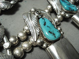 389 Gram Bear Vintage Native American Navajo Turquoise Sterling Silver Squash Blossom Necklace-Nativo Arts