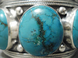 Important Vintage Native American Navajo Domed Spiderweb Turquoise Sterling Silver Bracelet-Nativo Arts