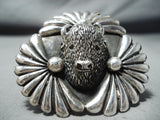 Heavy Buffalo San Felipe Huge Sterling Silver Ring-Nativo Arts