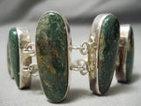 Rare Vintage Native American Navajo Damale Turquoise Sterling Silver Link Bracelet Old-Nativo Arts
