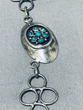 Native American Snake Eyes Turquoise Vintage Navajo Sterling Silver Concho Necklace Old-Nativo Arts