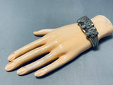 One Of The Most Detailed Vintage Native American Navajo Sterling Silver Bracelet-Nativo Arts