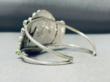 Native American Amazing Zuni Lime Green Gaspeite Stone Sterling Silver Bracelet Cuff-Nativo Arts