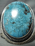 Huge Vintage Native American Navajo Intense Spiderwbe Turquoise Sterling Silver Bracelet-Nativo Arts