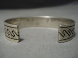 Important Irvin Tso Vintage Native American Navajo Etch Sterling Silver Turquoise Inlay Bracelet-Nativo Arts