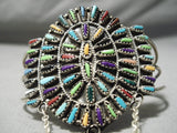 Cute Vintage Native American Navajo Zuni Turquoise Nedle Sterling Silver Slave Bracelet-Nativo Arts