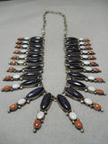 Important Vintage Native American Navajo Dakota Gold Red White Blue Sterling Silver Necklace-Nativo Arts