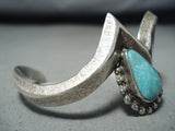 Rare Native American Navajo Pilot Mountain Turquoise Sterling Silver Bracelet-Nativo Arts
