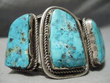 One Of The Best Vintage Native American Navajo Old Kingman Turquoise Sterling Silver Bracelet-Nativo Arts