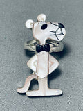 Pink Panther Very Unique Native American Zuni Pink Shell Sterling Silver Tall Ring-Nativo Arts