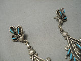 Incredible Vintage Zuni Native American Turquoise Sterling Silver Earrings-Nativo Arts