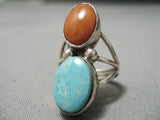 Important Tommy Jackson #8 Turquoise Vintage Native American Navajo Sterling Silver Ring-Nativo Arts