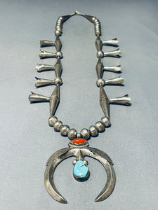 Rare Longer Important Tubule Vintage Native American Navajo Turquoise Sterling Silver Necklace-Nativo Arts