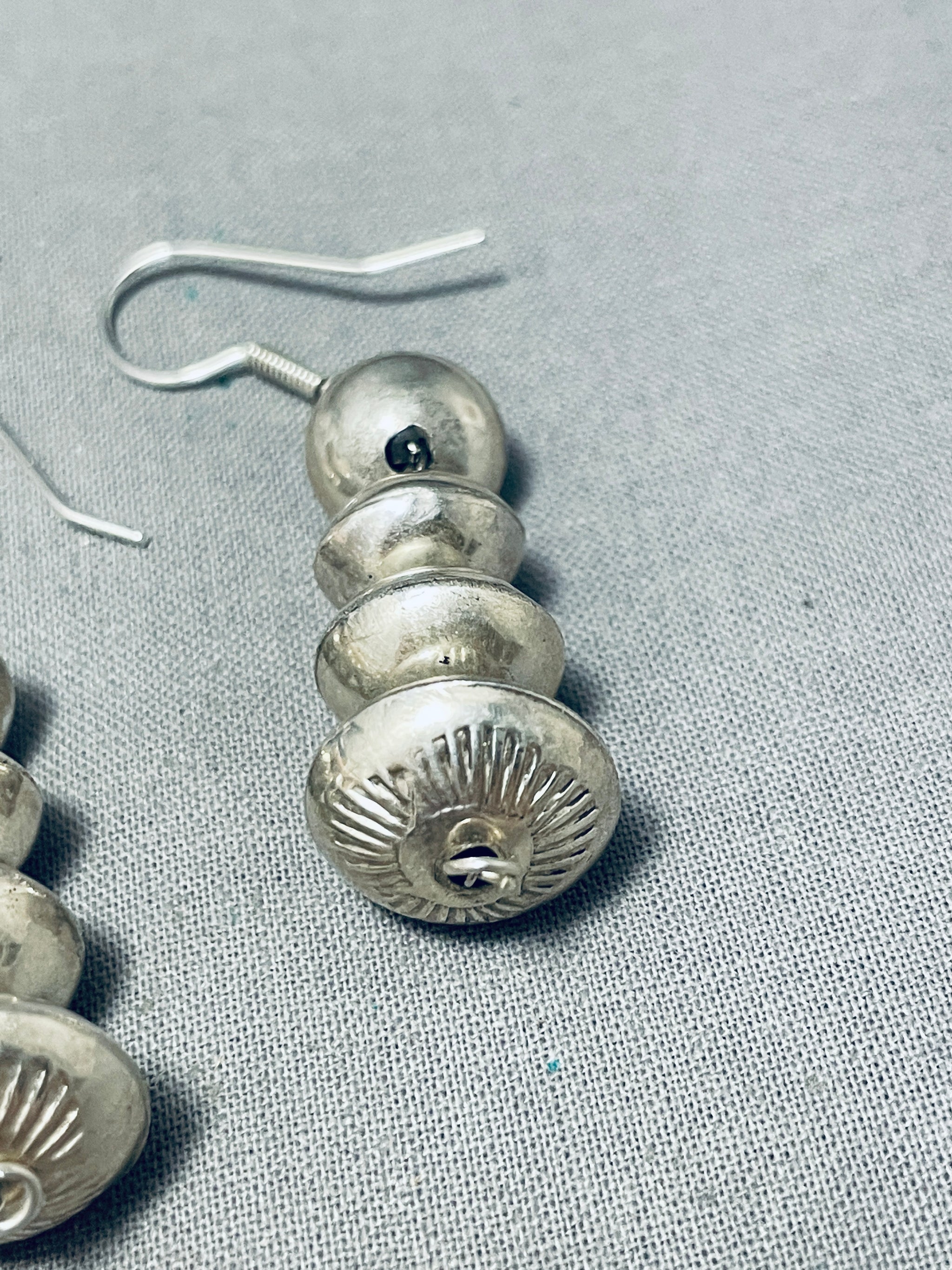 Authentic .925 Sterling Silver Navajo Dangle Earrings With Natural Agate, Handcrafted Native American Jewelry - View #5