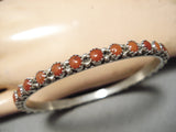 Outstanding Modern Navajo Coral Sterling Silver Bangle Native American-Nativo Arts