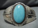 Magnificent Vintage Native American Navajo Easter Blue Turquoise Sterling Silver Bracelet-Nativo Arts
