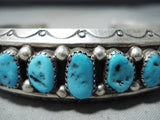 Heavy Zuni Kingman Turquoise Sterling Silver Bracelet Native American-Nativo Arts