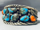 Native American One Of The Best Ever Chunky Morenci Turquosie Coral Sterling Silver Bracelet-Nativo Arts