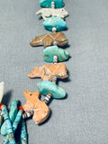 Rare Vintage Native American Zuni Turquoise Coral Shell Fetish Turquoise Jacla Necklace-Nativo Arts