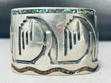 Desert Mountains Vintage Native American Navajo Turquoise Inlay Sterling Silver Bracelet-Nativo Arts