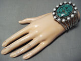 Towering Vintage Native American Navajo Shakey Family Turquoise Sterling Silver Pearl Bracelet-Nativo Arts