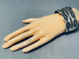 128 Gram Into The Deep Stamp Vintage Native American Navajo Sterling Silver Bracelet-Nativo Arts