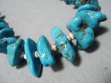 Very Chunky Vintage Native American Navajo Deep Blue Turquoise Heishi Necklace Old-Nativo Arts