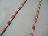 Native American Wonderful Santo Domingo Coral Heishi Sterling Silver Necklace-Nativo Arts