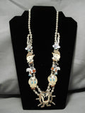 Opulent Vintage Native American Navajo Zuni Turquoise Sterling Silver Squash Blossom Necklace-Nativo Arts