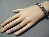 Thick Vintage Native American Navajo Sterling Silver Rope Twist Bracelet-Nativo Arts
