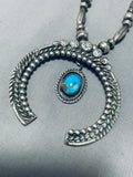 Mesmerizing Vintage Native American Navajo Bisbee Turquoise Sterling Silver Necklace-Nativo Arts