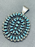 Phenomenal Vintage Native American Zuni Blue Gem Turquoise Cluster Sterling Silver Pendant-Nativo Arts