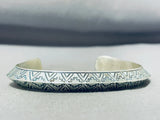 One Of The Most Detailed Vintage Native American Navajo Sterling Silver Bracelet-Nativo Arts