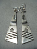 Stunning Vintage Navajo Creek Sterling Silver Earrings Native American-Nativo Arts