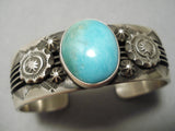 Magnificent Vintage Native American Navajo Blue Gem Turquoise Sterling Silver Bracelet Cuff-Nativo Arts