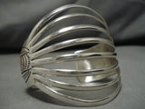 Stunning Vintage Native American Navajo Wil Benally Sterling Silver Convex Bracelet Old-Nativo Arts