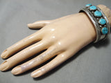 Dynamic Vintage Native American Navajo Turquoise Sterling Silver Bracelet Old-Nativo Arts