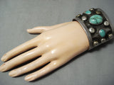 Gigantic Men's Vintage Native American Navajo Damale Turquoise Sterling Silver Bracelet Old-Nativo Arts