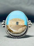 Calvin Desson Signed Fantastic Native American Navajo Turquoise Sterling Silver Ring-Nativo Arts