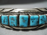 Impressive Vintage Navajo Turquoise Sterling Silver Bracelet Native American-Nativo Arts