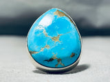 Spectacular Native American Navajo 8 Turquoise Sterling Silver Ring-Nativo Arts
