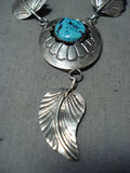 Marie Thompson Native American Navajo Sleeping Beauty Turquoise Sterling Silver Necklace-Nativo Arts