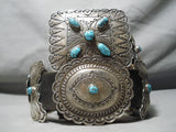 Important Vintage Native American Navajo Goodluck Rare Turquoise Sterling Silver Concho Eblt-Nativo Arts