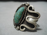 Incredible Vintage Native American Navajo Royston Turquoise Sterling Silver Ring-Nativo Arts