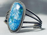 Very Rare Vintage Signed Native American Navajo Blue Agate Sterling Silver Bracelet-Nativo Arts