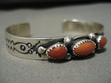 Important Jeanette Dale Navajo Sterling Silver Native American Coral Bracelet-Nativo Arts