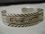 Intricate!! Vintage Native American Navajo Mark Yazzie Real Gold Sterling Silver Pueblo Bracelet-Nativo Arts