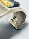 Heavy 151 Gram Vintage Native American Navajo Turquoise Sterling Silver Inlay Bracelet-Nativo Arts