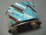 Museum Vintage Native American Navajo Francis Lincoln Turquoise Inlay Sterling Silver Bracelet-Nativo Arts